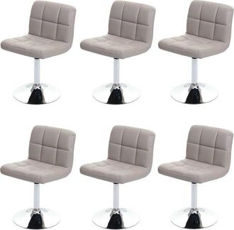 Hhg Hhg - Nunca Usado] Lote De 6 Sillas De Comedor Silla Giratoria Silla Kavala Polipiel Cromo, Gris Topo