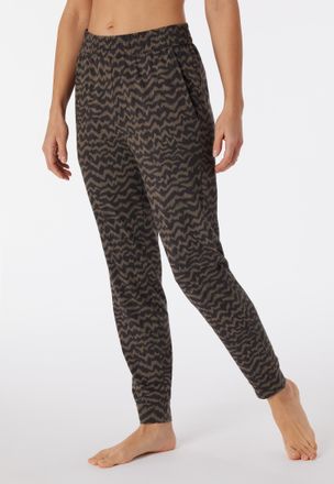 Schiesser Relaxhose SCHIESSER Mix+Relax, Damen, Gr. 34, N-Gr, schwarz (203, anthrazit), Single Jersey, Obermaterial: 95% Baumwolle, 5% Elasthan, gemustert, bequ