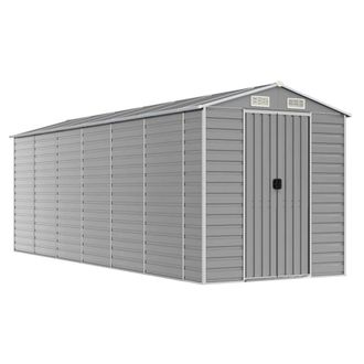 Berkfield Home Garden Shed Light Grey 191x555x198 cm Galvanised Steel | Size: 191 x 555 x 198 cm