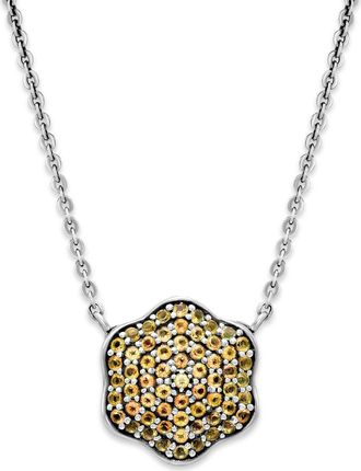Samuel B. Sterling Silver Pavé Clover Pendant Necklace in Yellow at Nordstrom Rack