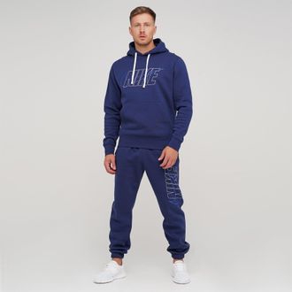 Nike Mens Club Tracksuit Set In Navy Cotton - Size Small