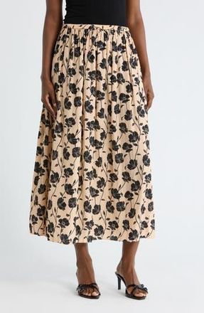 T Tahari Everyday Pull-On Skirt in Taupe/Black Floral at Nordstrom Rack, Size X-Large