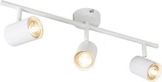 QAZQA Qazqa Moderno Smart Spot Blanco Inclinable Con Wifi Gu10 - Jeana 3 Acero Alargada Adecuado Para Led Max. 3 X 4.8 Watt