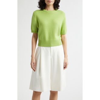 Toccin Elsie Short Sleeve Wool & Cashmere Sweater in Lime at Nordstrom, Size Small