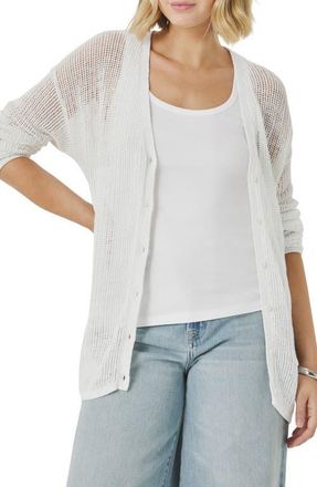 Splendid Yasmine Cotton and Linen Cardigan in White at Nordstrom, Size X-Large