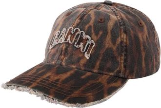 Ganni Cappellino in Ocelot Leopard - - Accessories - Donna - Marrone - ONE SIZE