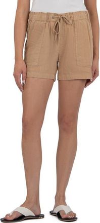 Kut from the Kloth Katana Drawstring Linen Blend Shorts in Khaki at Nordstrom, Size X-Small