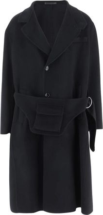 Giorgio Armani Cashmere-blend Jas met Riem en Patchzakken - Heren - Jas met riem - Blauw - M - Polyester - Jassen