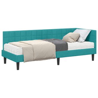 vidaXL Estructura De Cama Esquina Con Colch&oacute;n 2 Pcs Tuquesa Terciopelo Vidaxl