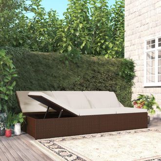 vidaXL Vidaxl - Tumbona Convertible Con Cojines De Rat&aacute;n Sint&eacute;tico Marr&oacute;n