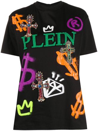 Philipp Plein baroque logo detail T-shirt - Black