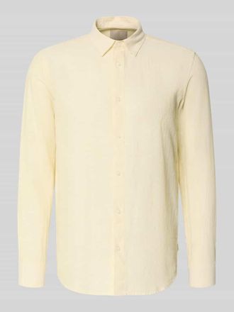 Only & Sons Slim Fit Freizeithemd aus Baumwoll-Leinen-Mix Modell CAIDENLS SOLID in Hellgelb, Gr&ouml;&szlig;e XXL