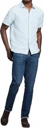Billy Reid Short Sleeve Herringbone Treme Shirt In Sky Blue