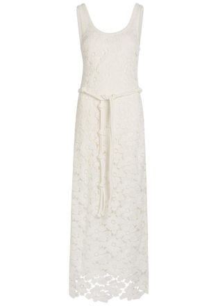 SIMKHAI Eloise Lace Belted Cotton-blend Maxi Dress - Ivory - S (UK8-10 / S)