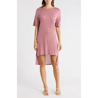 Go Couture High-Low Tunic Top in Mauve Deep Interlock at Nordstrom Rack, Size X-Large