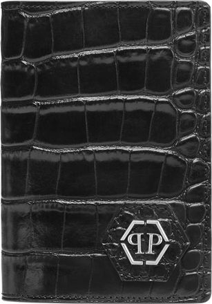 Philipp Plein Leather Passport Holder PP - Heren - Portefeuilles - Zwart - ONE Size - Leer - Accessoires