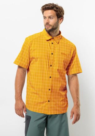 Jack Wolfskin Funktionshemd JACK WOLFSKIN NORBO S/S SHIRT M, Herren, Gr. S (48), Normalgr&ouml;ssen, gelb (curry, check), OBERSTOFF: 95% POLYAMID, 5% ELASTHAN; LINING: 1