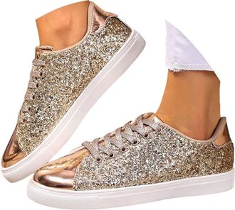 Generic Glitter Trainers Womens Classic Comfortable Sports Shoes Sports Leisure Shoes Wide Feet Trainers Casual Slipper Loafer Moccasins Low Shoes Sailing Sho