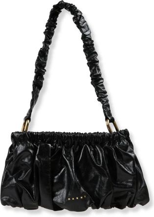 Marni Gathered Leather Clutch - Dames - Tassen - Zwart - Maat: ONE Size Leer