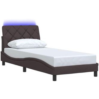 vidaXL Vidaxl - Estructura Cama Con Led Sin Colch&oacute;n Tela Marr&oacute;n Oscuro 90x200cm