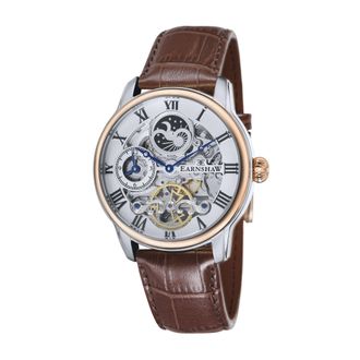 Earnshaw Longitude Mens Automatic Fine Brown Watch ES-8006-08 - Silver & Brown - One Size