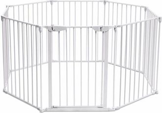 Costway Costway - Rejilla Para Chimenea Barrera De Seguridad A Ni&ntilde;o Plegable Rejilla Para Perro Puerta Escalera 5m Blanco