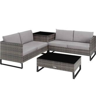 TecTake Garden Furniture Set Ostuni in Mid Grey | Size: 4 Person