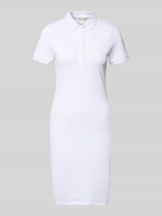 GANT Knielanges Polokleid mit Label-Stitching in Weiss, Gr&ouml;&szlig;e XXL