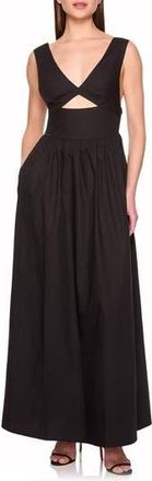 Susana Monaco Cutout Detail Cotton Poplin Maxi Dress in Black at Nordstrom Rack, Size X-Small