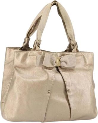 Ferragamo Pre-owned Handbag - Dames - Vintage Handtas - Beige - ONE Size - Leer - Vintage