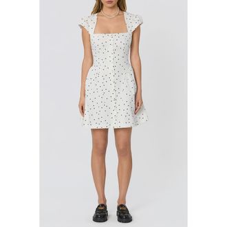 ASTR the Label Averi Polka Dot Minidress in White/Black Polka Dot at Nordstrom, Size X-Large