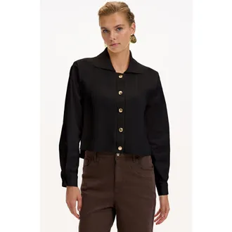 Exquise Corinne Poplin Shirt in Black at Nordstrom, Size Xx-Large