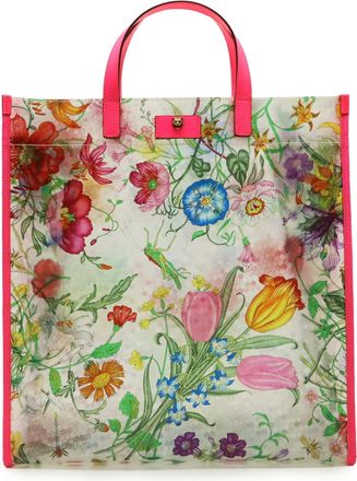Gucci Clear Multi-Color Pink Vinyl Leather Tote Bag (Pre-Owned)