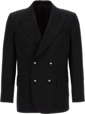 Etro Black Check Double-breasted Blazer