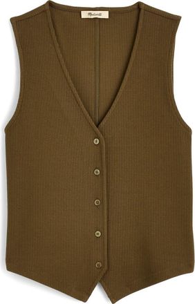 Madewell Rib V-Neck Vest in Faded Ivy at Nordstrom, Size Xx-Large