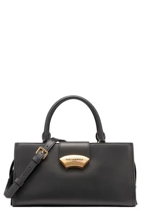 Karl Lagerfeld Madelyn Satchel Bag in Black/gold at Nordstrom