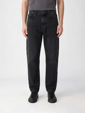 Canali Jeans baggy D-Macro in denim di cotone a vita media con cinque tasche