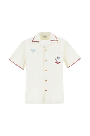 Dr&ocirc;le de Monsieur Loose Fit Cotton Bowling Shirt with Cuban Collar
