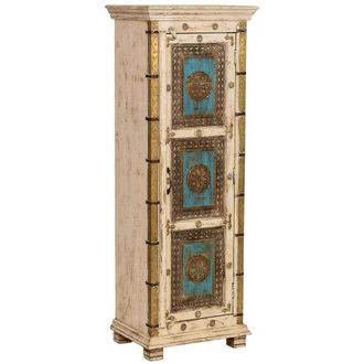 Wanderlust Deco Armario De Madera Artesanal Blanco 53x40x149h Cm