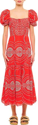 Charo Ruiz Ibiza Midi Dress With Front Button Fastening And Balloon Sleeves