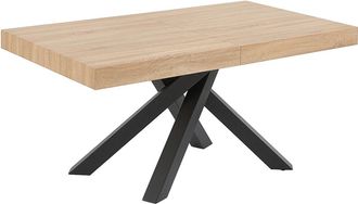 Vente-Unique Mesa de comedor extensible 6 a 10 comensales de MDF y metal - Natural y negro - CATONAV
