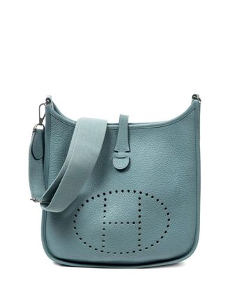 Herm&egrave;s 2000 logo-perforated shoulder bag - women - Leather - One Size - Blue