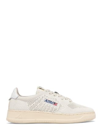 Autry Low-Top Sneakers with Knitted Upper and Leather Accents