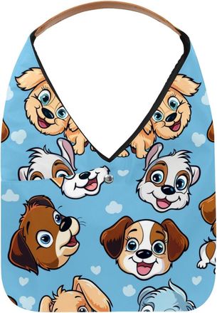 Generic Happy Dogs Printing Reusable Lightweight Grocery Bags - Foldable Into Compact Pouch, Washable & Sturdy, Multipurpose for Shopping and Travel