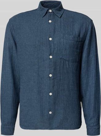 Redefined Rebel Slim Fit Freizeithemd aus Leinen-Baumwoll-Mix Modell NELSON in Jeansblau, Gr&ouml;&szlig;e XXL