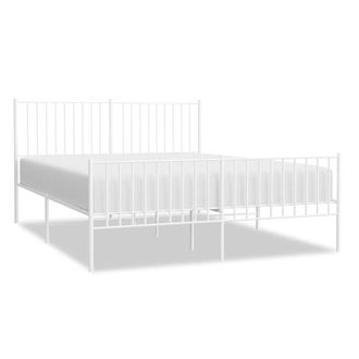 Berkfield Home Metal Bed Frame with Headboard & Footboard White 120x190 cm Sma | Size: King