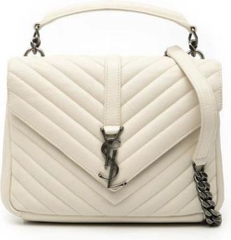 Saint Laurent Pre-owned Handbags, female, White, Size: ONE SIZE Pre-owned Leather Shoulder Bag