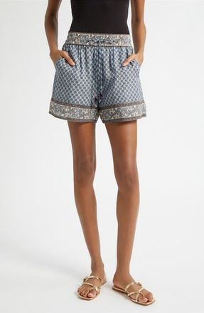 Veronica Beard Vilvaldi Mixed Scarf Print Shorts in Blue Jay Multi at Nordstrom, Size Medium