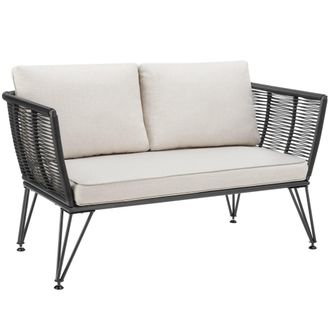 TecTake Sof&aacute; de jard&iacute;n, dise&ntilde;o de cuerda, polirat&aacute;n, 131 x 67 x 71 cm