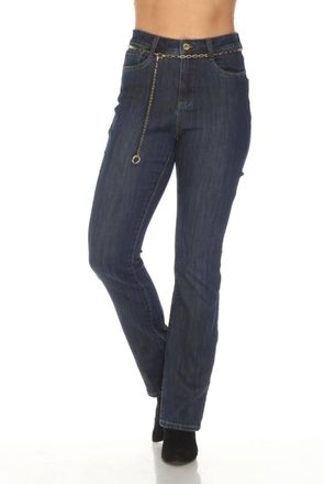 Joseph Ribkoff Belted Chain High Rise Bootcut Jean In Indigo
